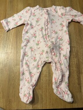 Little Me: Baby Pink Floral Footed One-Piece - Soft Sleep & Play Romper